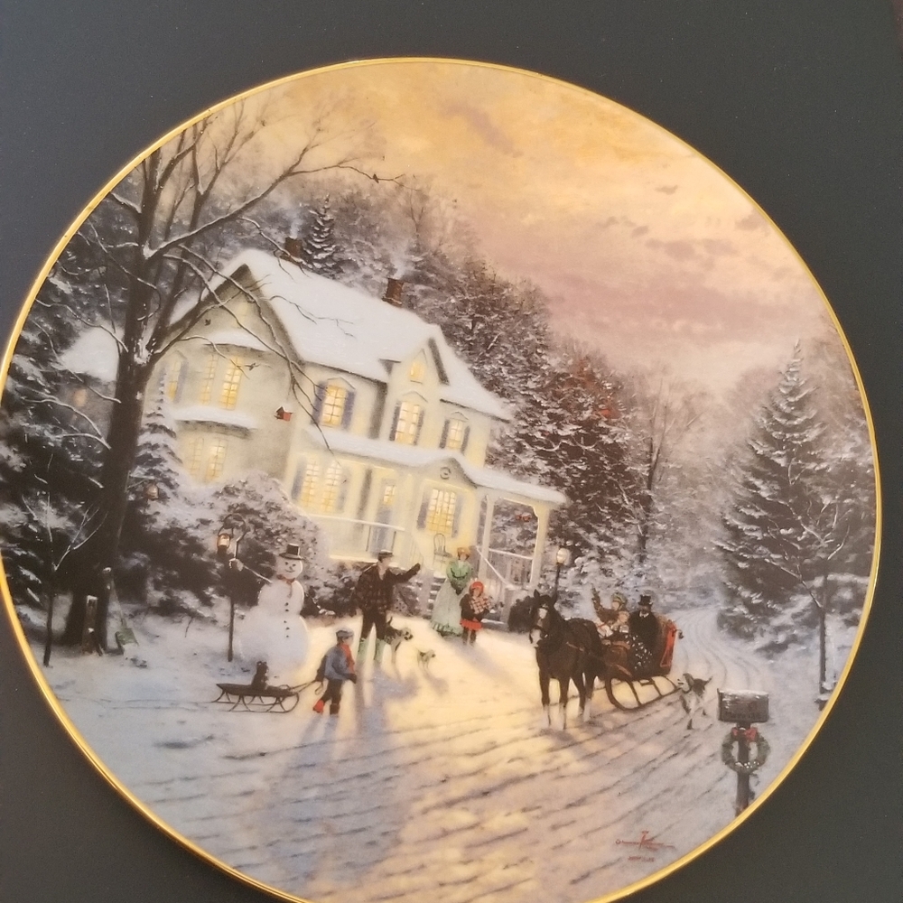 Sleigh ride by Thomas Kincade decorative plate